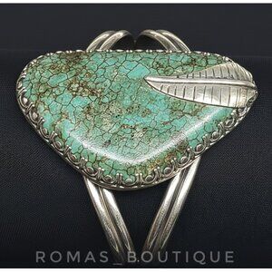 vintage signed Native American Navajo sterling silver Turquoise cuff bracelet